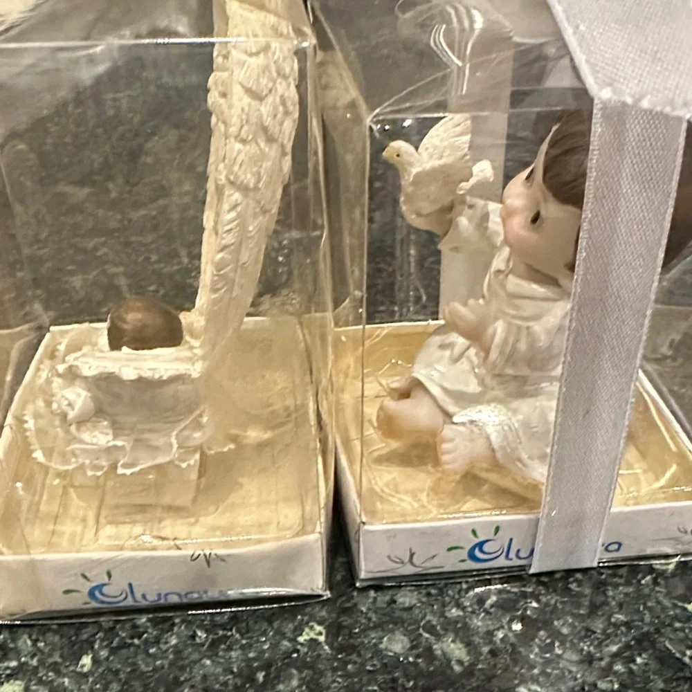 Lunouro baby shower favors religious Angel Figurine Set two